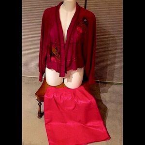 2-Pc. Leather & Wool Skirt Set